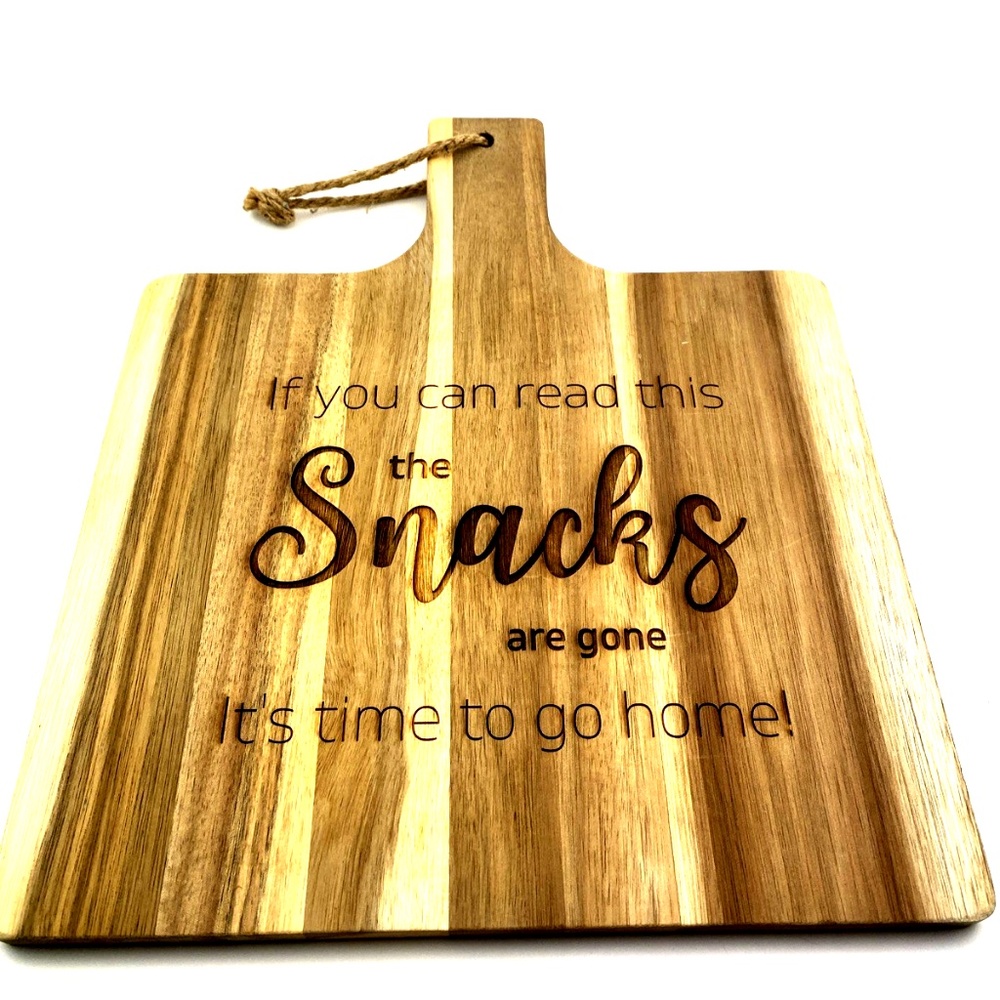 Cheese Snack Wooden Cutting Board Engraved Party 14x12" Hanging Family